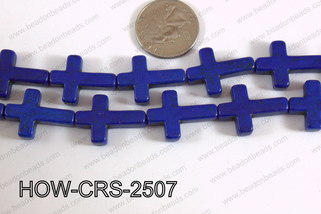 Howlite Cross Dark Blue 25x18mm HOW-CRS-2507