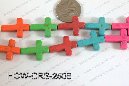 Howlite Cross Multicolor 25x18mm HOW-CRS-2508