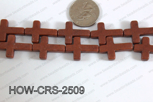 Howlite Cross Brown 25x18mm HOW-CRS-2509