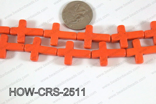 Howlite Cross Orange 25x18mm HOW-CRS-2511