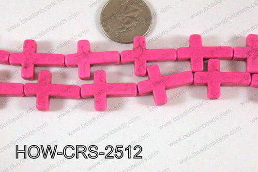 Howlite Cross Hot Pink 25x18mm HOW-CRS-2512