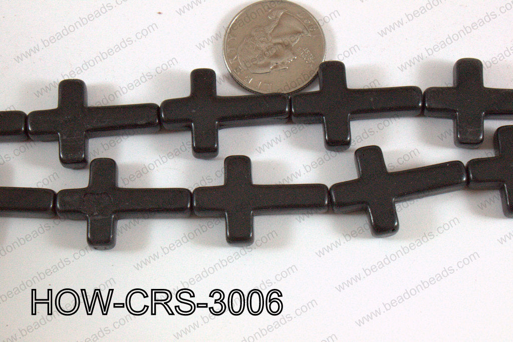Howlite Cross Black 30x20mm HOW-CRS-3006