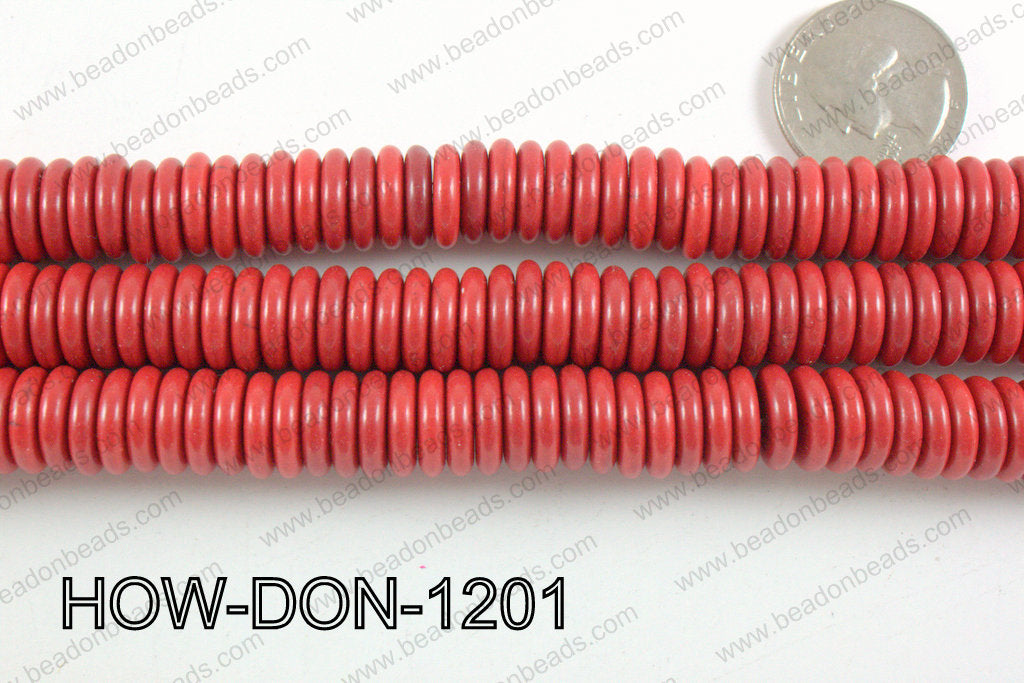 howlite donut shaped red 12mm HOW-DON-1201