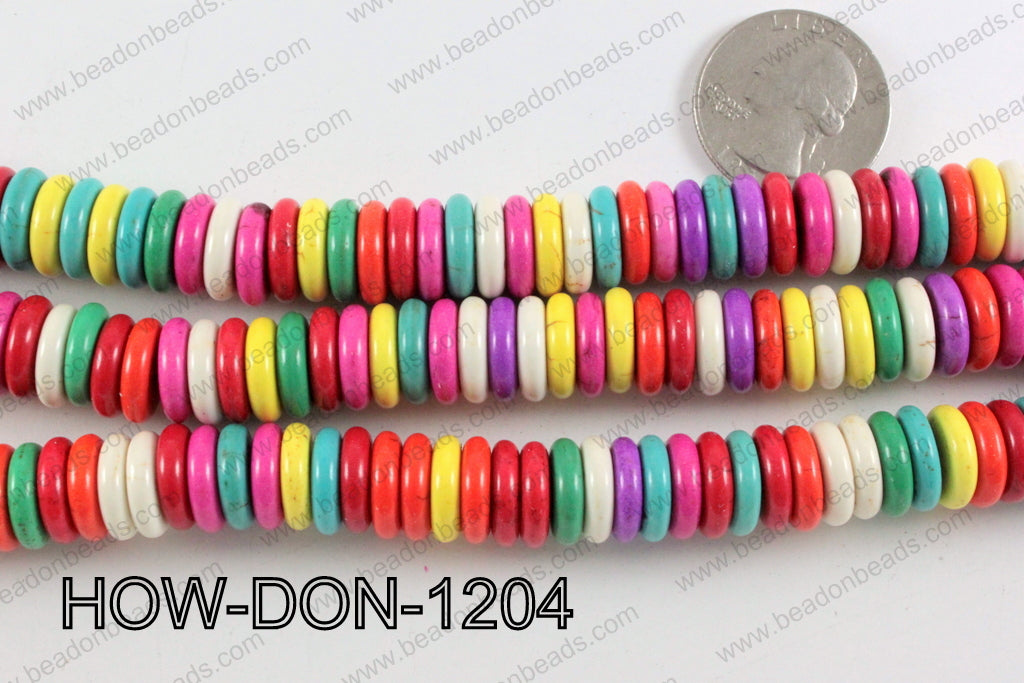 howlite donut shaped multicolor 12mm HOW-DON-1204