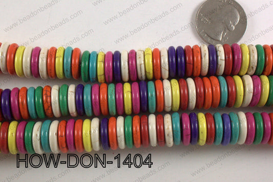 howlite donut shaped multicolor 14mm HOW-DON-1404