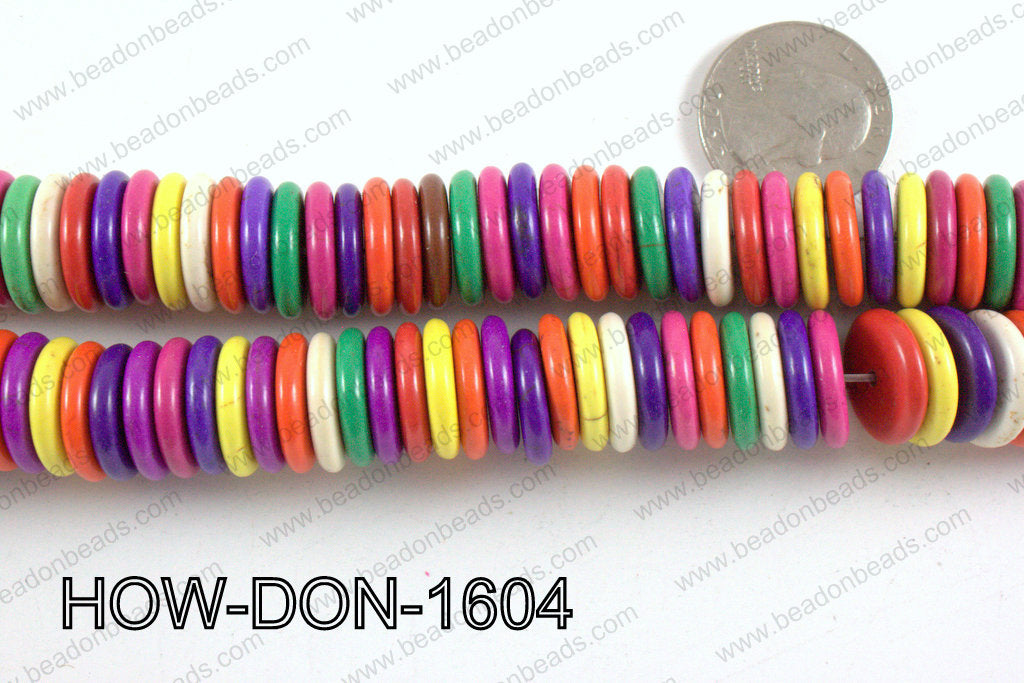 howlite donut shaped multicolor 16mm HOW-DON-1604