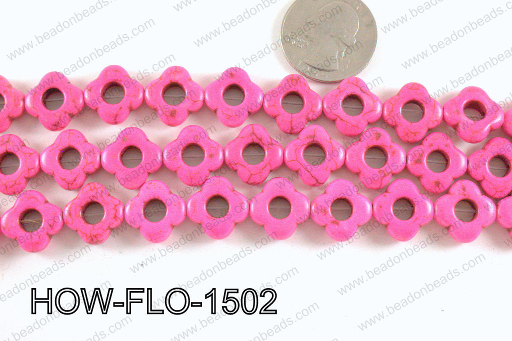 howlite flower hot pink 15mm HOW-FLO-1502