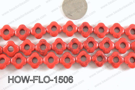 howlite flower red 15mm HOW-FLO-1506