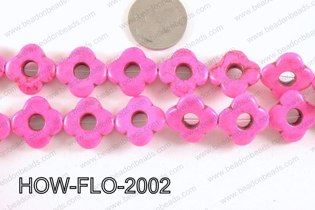 howlite flower hot pink 20mm HOW-FLO-2002