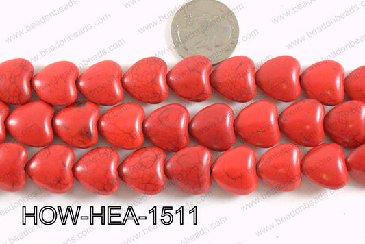 Howlite Heart Red 15x15mm HOW-HEA-1511