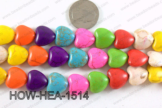 Howlite Heart Multicolor 15x15mm HOW-HEA-1514