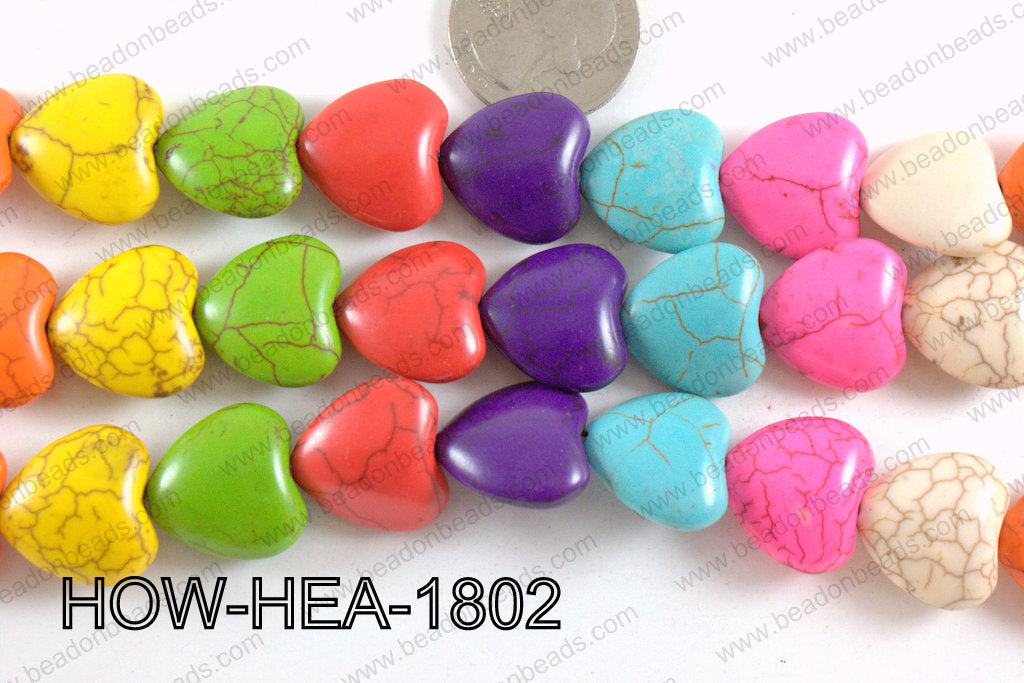 Howlite Heart Multicolor 18x18mm HOW-HEA-1802