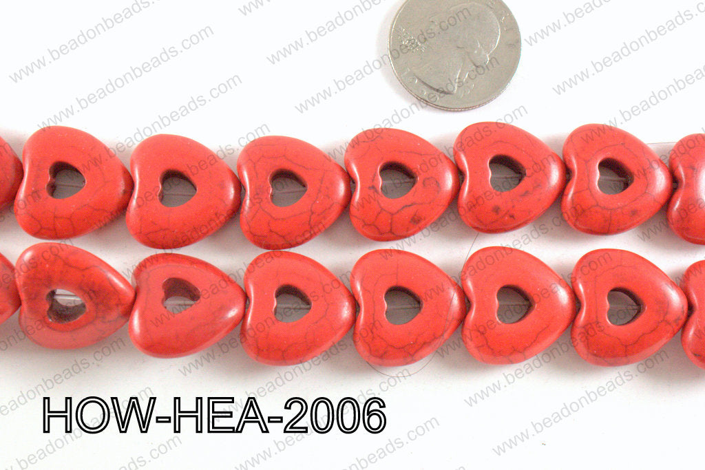 Howlite Heart with hole Red 20mm HOW-HEA-2006