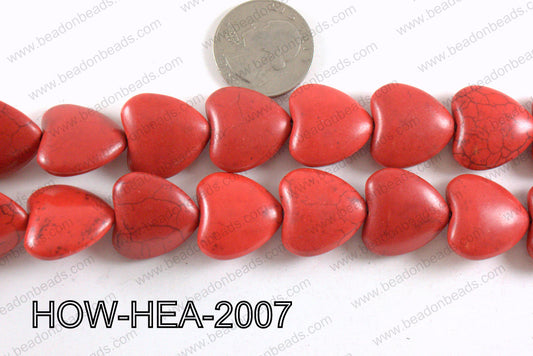 Howlite Heart Red 20x20mm HOW-HEA-2007