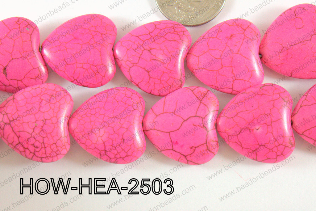 Howlite Heart 25mm Pink HOW-HEA-2503