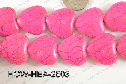 Howlite Heart 25mm Pink HOW-HEA-2503