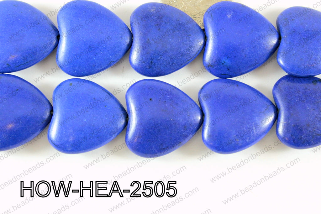 Howlite Heart 25mm D Blue HOW-HEA-2505