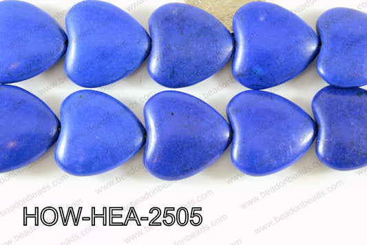 Howlite Heart 25mm D Blue HOW-HEA-2505