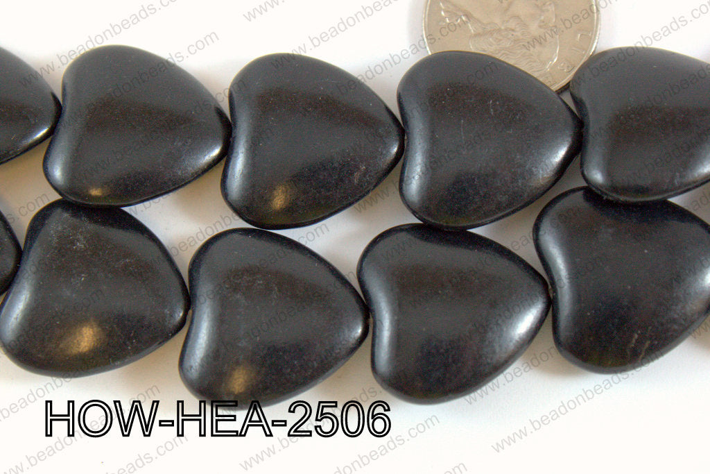 Howlite Heart 25mm Black HOW-HEA-2506