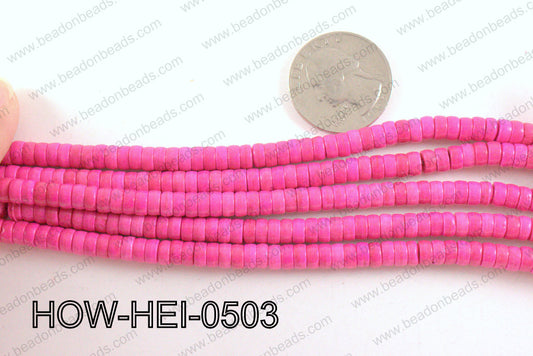 howlite heishi hot pink 5x3mm HOW-HEI-0503