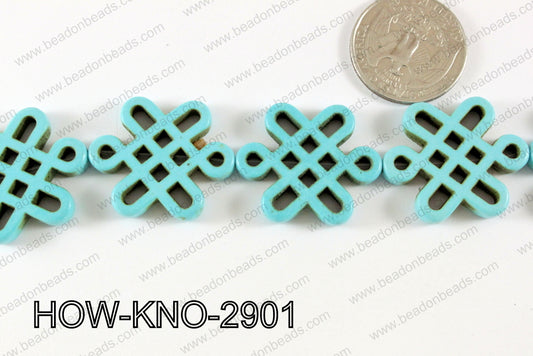 Howlite Chinese knot 24x29mm Turquoise HOW-KNO-2901