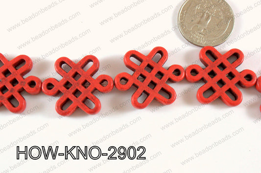 Howlite Chinese knot 24x29mm Red HOW-KNO-2902