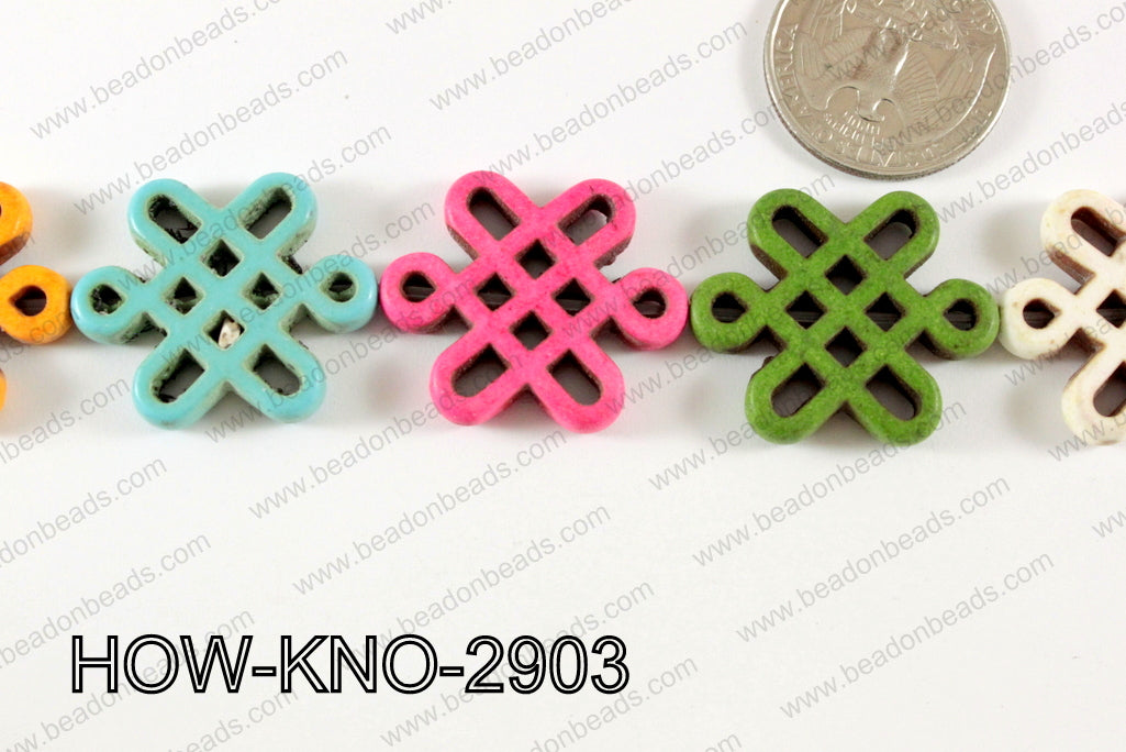 Howlite Chinese knot 24x29mm Multi HOW-KNO-2903