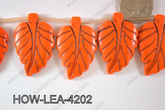 Howlite Leaf 42x27mm HOW-LEA-4202