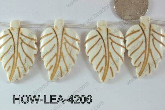 Howlite Leaf 42x27mm HOW-LEA-4206