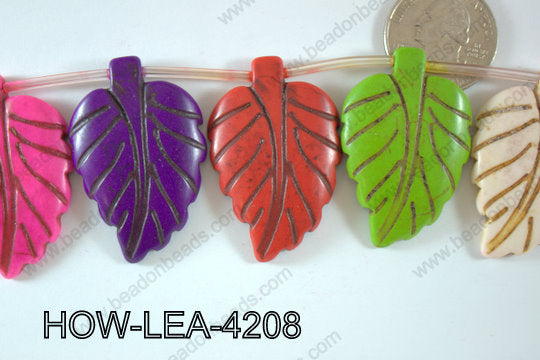 Howlite Leaf 42x27mm HOW-LEA-4208