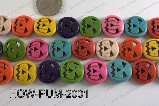 Howlite Pumpkin Round, Multi 20mm HOW-PUM-2001