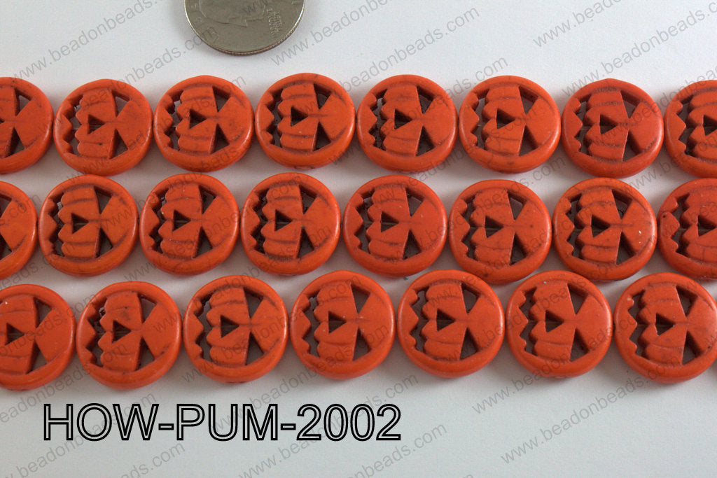 Howlite Pumpkin Round, Orange 20mm HOW-PUM-2002