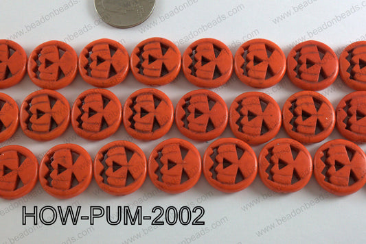 Howlite Pumpkin Round, Orange 20mm HOW-PUM-2002