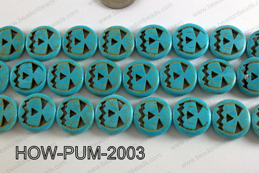 Howlite Pumpkin Round, Turquoise 20mm HOW-PUM-2003