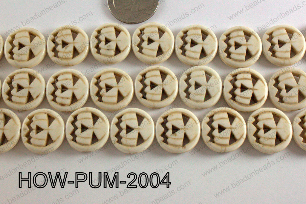 Howlite Pumpkin Round, White 20mm HOW-PUM-2004