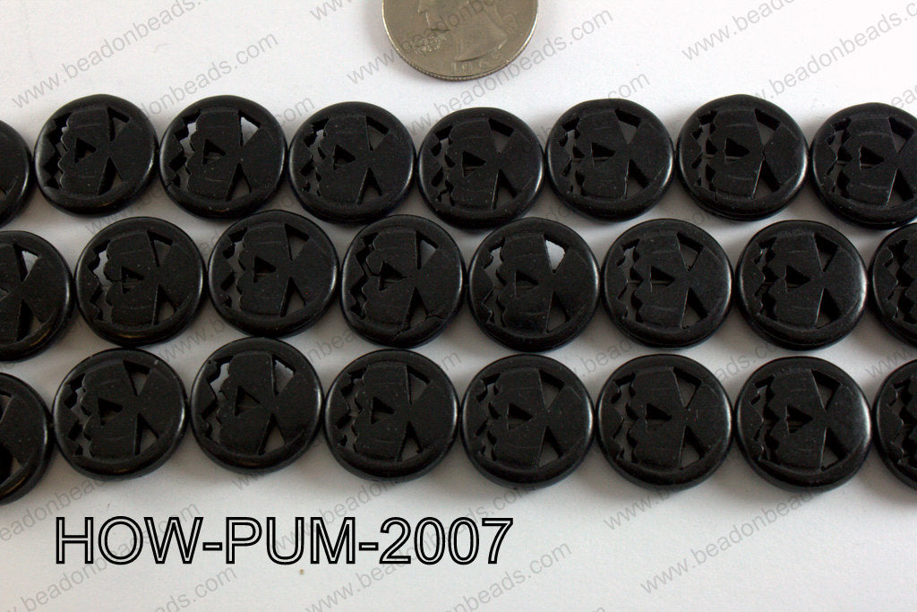 Howlite Pumpkin Round, Black 20mm HOW-PUM-2007