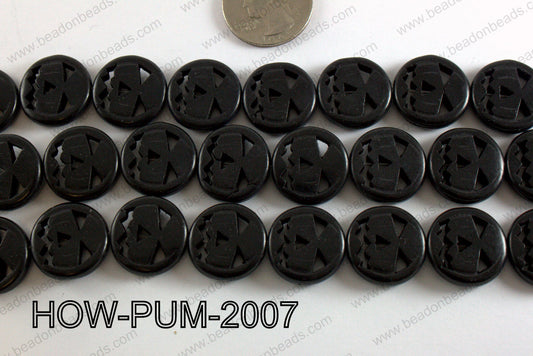 Howlite Pumpkin Round, Black 20mm HOW-PUM-2007
