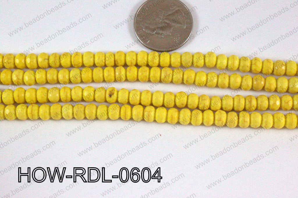 Howlite Rondelle Faceted Yellow 06mm HOW-RDL-0604