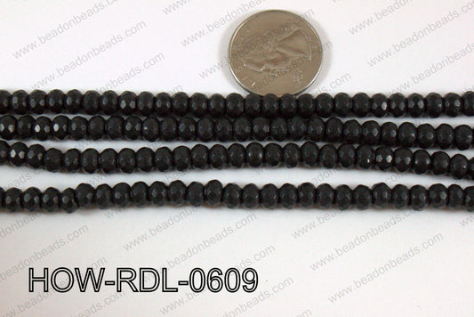Howlite Rondelle Faceted Black 06mm HOW-RDL-0609