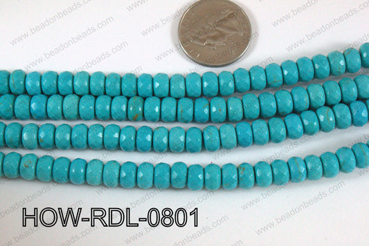 Howlite Rondelle Faceted Turquoise 08mm HOW-RDL-0801