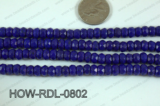 Howlite Rondelle Faceted Dark Blue 08mm HOW-RDL-0802