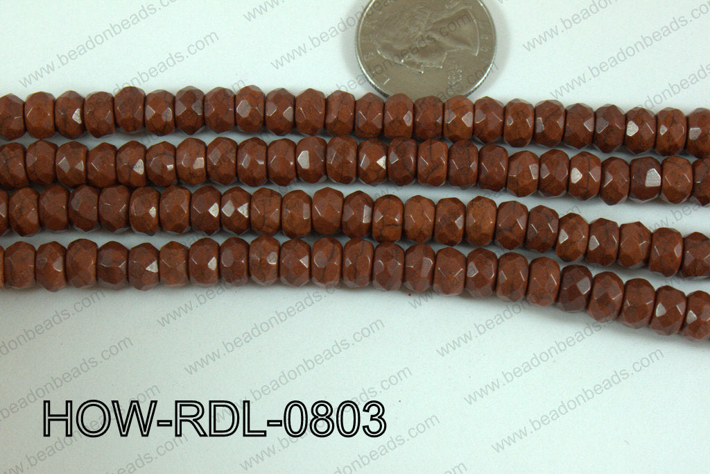 Howlite Rondelle Faceted Brown 08mm HOW-RDL-0803