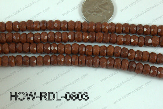 Howlite Rondelle Faceted Brown 08mm HOW-RDL-0803
