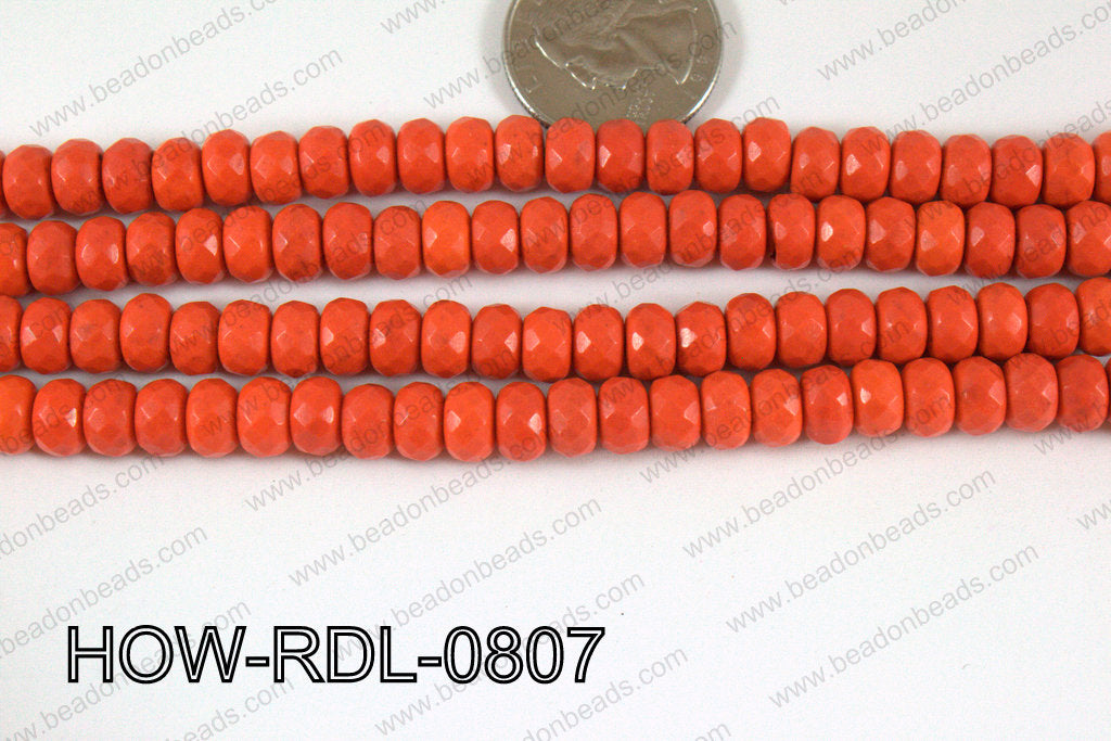 Howlite Rondelle Orange Faceted 08mm HOW-RDL-0807