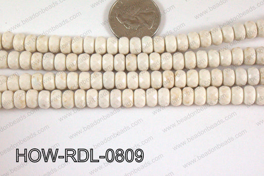 Howlite Rondelle Faceted White 08mm HOW-RDL-0809