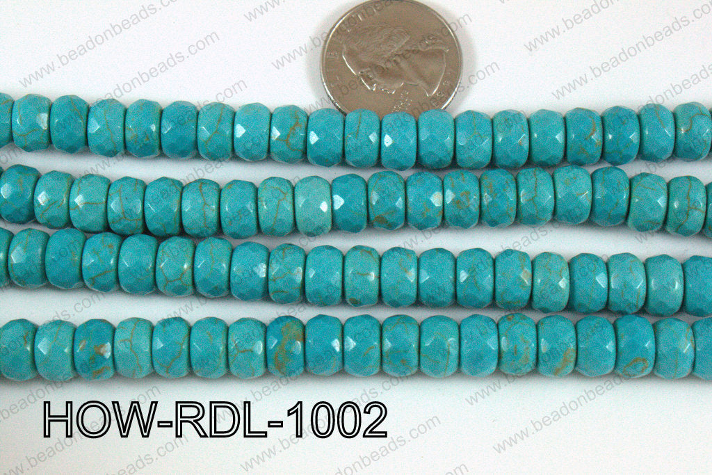 Howlite Rondelle Faceted Turquoise 10mm HOW-RDL-1002