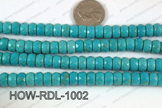 Howlite Rondelle Faceted Turquoise 10mm HOW-RDL-1002