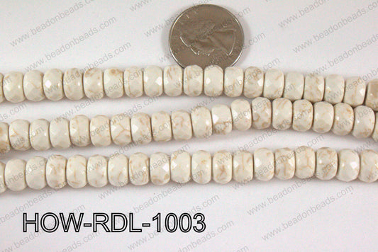 Howlite Rondelle Faceted White 10mm HOW-RDL-1003