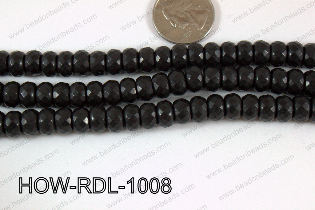 Howlite Rondelle Faceted Black 10mm HOW-RDL-1008