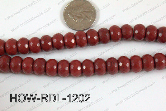 Howlite Rondelle Faceted Red 12mm HOW-RDL-1202